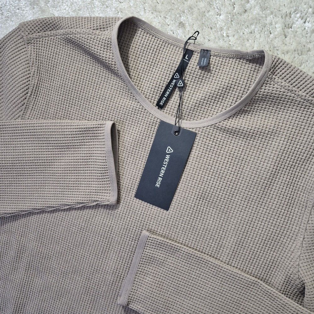 Western Rise Venture Shirt Brown Mens Large Waffle Knit Performance Outdoor New